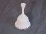 Lovely bell made by Fenton Art Glass. This is their Silver Crest Spanish Lace pattern on a bell. It is marked inside. It is in excellent condition. It stands 6 1/4" tall.