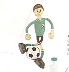 is 5.5 inches and comes with his soccer ball and water bottle.  Kicks the soccer player is part of Series 2.  This Bendos toy is a durable nonviolent action figure.  Its flexible plastic coated wire c...