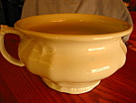 Antique Johnson Bros. ironstone chamber pot. c:1883-1913. Very heavy duty antique chamberpot that is in good condition; no chips or cracks. It stands 5.5 tall x 8.75 wide. It has the green backstamp: ...