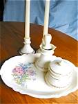 Vintage custard glass assortment. 4 items for one price! The glass items were made by the Wheaton Glass Co., Milville, N.J. Included is a pair of candlesticks, a covered jar, and a beaker style jar. T...