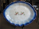 Antique French China Co. flow blue platter. c.1900-1916. Large antique semi-porcelain platter made by the French China Company, Sebring Ohio. It has a blue fleur-de-lis symbol on the backside, and thi...