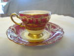 Occupied Japan demitasse porcelain teacup. c:1945-1952. Very beautiful small teacup; it might even be a child size teacup; prettier than the photos show it. It has gold beading, gold trim and deep mar...