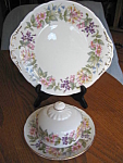 Paragon bone china butter dish and cake tray. 2 items, one price!. Pattern is called, 'Country Lane'. Very pretty pattern; no chips or cracks on either piece. Cake tray is 10.5 x 9.75 inches; butter s...