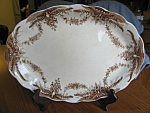 Antique English transferware platter. Mfg: Pitcairns, Ltd. 1895-1901. Turnstall, England, Pattern: Aquilla, #11, Porcelain Royale. No chips or cracks; has all over faint crazing. It is 12 inches long ...