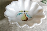Vintage Westmoreland milk glass hand painted bowl. c:1940's-1982 mark. Very unique hand painted Westmoreland bowl, (soap or pin dish). No chips or cracks; and has the Westmoreland Glass logo on bottom...
