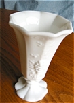 Vintage Westmoreland Panelled Grape Milk Glass Vase. c:1940's-1982 mark. No chips or cracks and is shown in the book on milk glass; has the WG mark on bottom. Stands almost 6 tall x 3.5 wide at top. A...