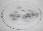 This is an offering for a pristine Noritake China early hand decorated river, bridge, huts, trees Mt Fuji with gold pattern 16-1/4" by 11-7/8" platter.<BR><BR>Noritake 'M HAND PAINTED MADE I...