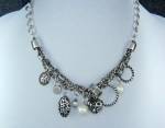 Costume BLING necklace lead and nickel free Faux Pearls Rhinestones 22 inches. 