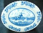 Johnson Brothers Tulip Time Blue Backround 12" Oval Platter<BR>It measures 12" x 9 1/2". There are a few minor surface scrathes but over all it is in very good condition. The back is ma...