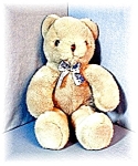a lovely and so very soft Golden Bear Teddy. The picture does not show his 'true colors', as he is the softest powder blue. He is 17 inches tall, and not jointed, just cuddly.