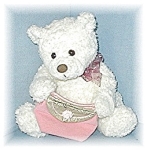 Adorable White GUND bear that is 16 inches tall and is carrying a pink purse.  Maybe the tooth fairy or some other special occasion would be appropriate for this lovely bear to bring happines into the...