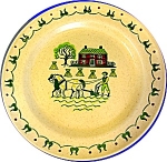 A great serving piece from the Homestead Provincial pattern from Metlox Pottery's Poppytrail line.<BR>It is a round serving platter, commonly called a chop plate. It is decorated with a hand-colored t...