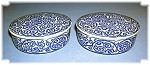 2 small and very pretty Blue jars made in Japan. There is a label on one of the jars that has 'Takahashi' Made in Japan  San Fransisco 94103. They are not Old, but very pretty. They are 1 5/8 inches t...