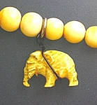 Bone Beads 9mm 22 Inch 1 Inch Pendant Necklace 22 Inches Necklace wire wrapped Bone Elephant Pendant attached. 