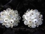 Laguna milkglass and clear borealis  crystal clip earrings 1 inch, and are quite different, sparkling and lovely with the glass combination.