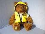 Huge GUND  Brown Teddy Bear made for the May Company by GUND. He is 26 1/2 inches tall in superb condition wearing a yellow fleece Hoodie and light grey tee shirt  very soft and cuddly with 2000 and a...