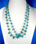 Native American Turquoise and heishi 2 Strand Necklace 25 inches Santo Domingo no clasp tied in the back Turquoise is Blue with Tan matrix.