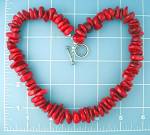 Lauren Michael Coral Beads 5/8 inch wide with Black matrix Necklace Sterling Silver beads each side of the large Toggle. 