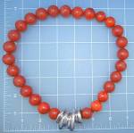 Apple Coral Beads with Ornate Sterling Silver Magnetic Clasp Necklace from Israel 18 Inches 5/8 inch beads