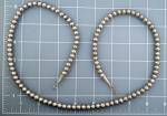 Native American Sterling Silver Navajo Pearls 30 Inch Bead Necklace Patterned both end of the 7mm beads and strung on platted fox tail hook clasp 62 Grams
