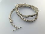 Sterling Silver 88 Grams 21 Inch Sterling Silver Necklace Wheat Design with Toggle Clasp.