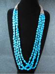 Navajo Turquoise Beads with Heishi 34 Inch 4 Strands 1/4 to 1/2 inches  4 Strand Elongated Sterling Silver curved Ends and hook clasp.
