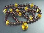 14K Gold Clasp Faceted Amethyst Citrine Necklace 17 1/4 inches  6mm Amethysts 7mm Citrine 5/8 Center Citrine
