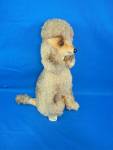 Wooly 9 Inch poodle with brown eyes and a black nose. Made by Kamar Japan
