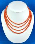 Salmon Coral Graduated 3 Strand Necklace Brass push clasp Salmon Coral Center Bead 