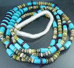 Navajo 34 Inch 2 Strand Turquoise Purple Spiny Oyster and Jasper 2 Strands Squaw Wrap Necklace By Stacey. Turpen