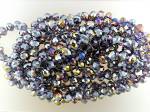 Lavender Blue Crystal Hand knotted Bead Necklace of 7mm Faceted Beads. There is No clasp and the beads can be looped over the neck. The Lavender Color is Beautiful.
