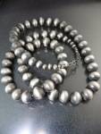Native American Sterling Silver Navajo Pearls Necklace 28 Inches 11mm each 94 Grams Hook Clasp