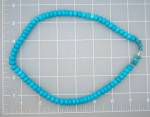 Turquoise Glass Bead Necklace Silver tone Twist Barrel Clasp 18 inches