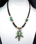 Navajo Silver Turquoise Heishi Necklaces (2) 17 Inches 2 1/2 inch pendant and 15 inches Hook Clasps