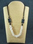 Freshwater Pearls Onyx Glass Necklace 26 Inches no clasp Silver Plated Spacer Beads.