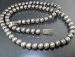 Taxco Mexico Sterling Silver Beads Necklace 24 Inches 7.8mm Marked TD-29