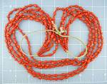 Native American Pawn Coral 5 Strands Necklace Navajo 30 Inches 5 Strands