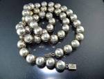 Taxco Sterling Silver Beads Necklace TH-13 Taxco Sterling Silver Beads Necklace TH-13 98 Grams 11.5mm 24 Inches