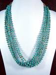 Native American Turquoise and Heishi 6 Strands Necklace strung on Twine 26 inches