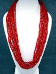 Coral 10 Strand Necklace with Sterling Silver Clasp and 2 inch Extender