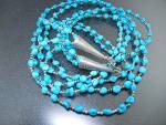 Navajo Sleeping Beauty Turquoise Sterling Silver Points and spacer beads 3 Strands 24 Inches Necklace