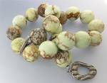 Fabulous Large Chryspress Beads Individually Hand  Knotted Necklace with Large Sterling Silver Toggle Clasp. The Beads are 7/8 inch each and the necklace is 18 1/2 inches. 