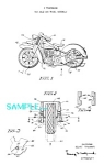 1950s Patent document [Matted For Framing] for an interesting Motorcycle Toy...for Thomas Mfg.<BR><BR>This wonderful reproduction of the original patent graphic is crisply printed on luxurious Ivory P...