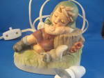 This would be wonderful as a night light for any young girl's bedroom.  The figurine is designed like the Hummel figurines.  Lamp is 4 1/2" tall and yes, it does work.  Has "Napcoware, Impor...
