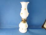 I thought this was the cutest little miniature lamp made out of milk glass.  I think someone glued the little roses on the lamp, but made it so much more pretty.  Lamp is 8" tall and in excellent...