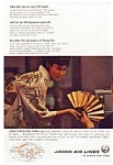 This item is a lot of (3) advertisements from Japan Airlines.These ads appeared in the National Geographic magazine of the 1960s.  They advertised their services to Japan from United States, the Middl...