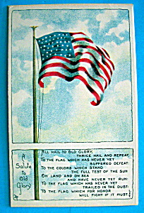 A Salute To Old Glory Postcard W/american Flag On Pole
