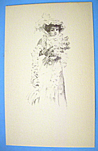 Beautiful Woman Postcard (Lovely Woman Holding Flowers)