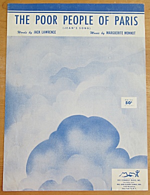1956 The Poor People Of Paris Sheet Music (Jean's Song)