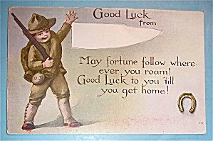 Good Luck From Soldier Boy Postcard